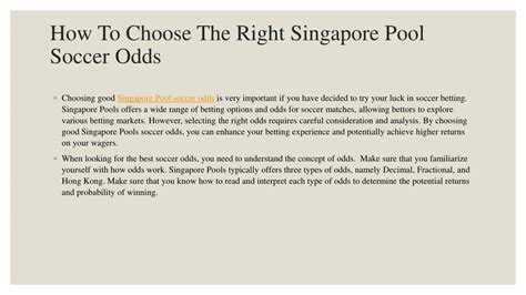 singapore pool odd|How to Play: Football .
